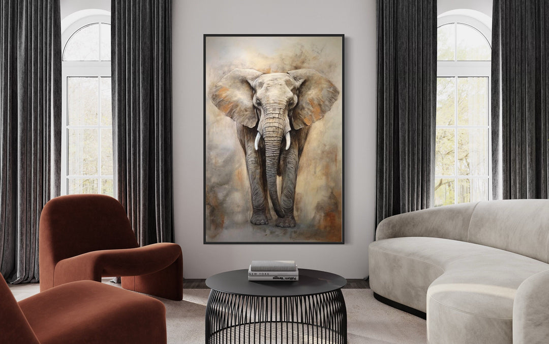 African Elephant Extra Large Abstract Framed Canvas Wall Art