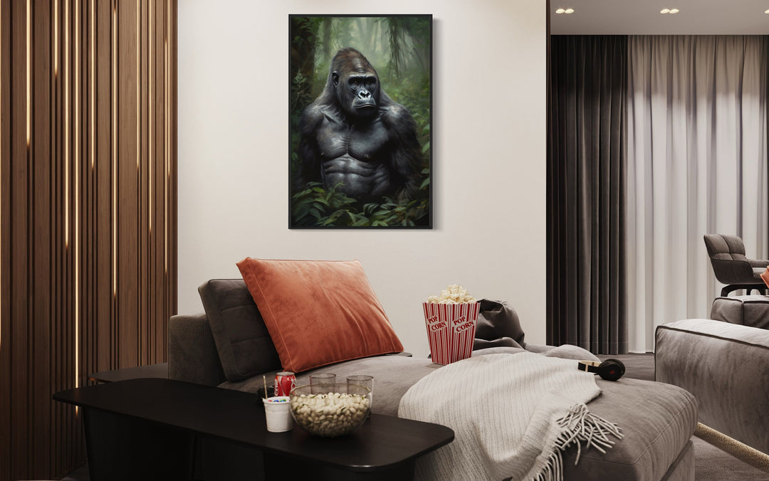 Gorilla in The Jungle Framed Canvas Wall Art in man cave