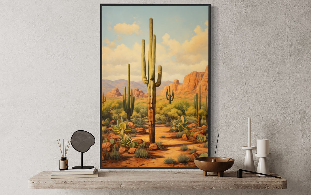 Saguaro Cactus in Arizona Desert Wall Art close up