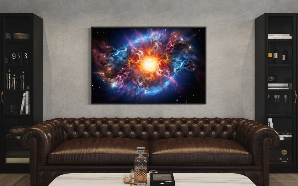 Big Bang Painting Space Framed Canvas Wall Art above couch