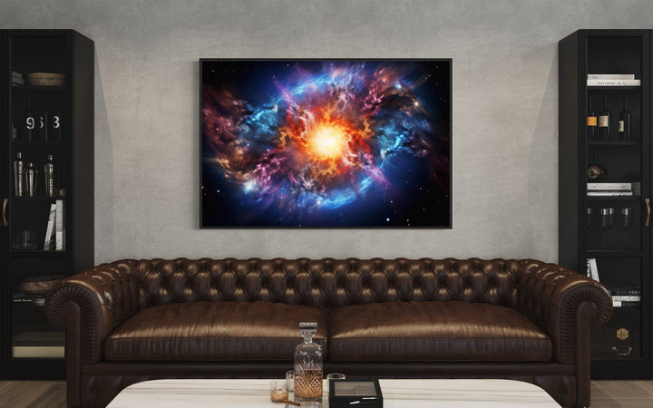 Big Bang Painting Space Framed Canvas Wall Art above couch