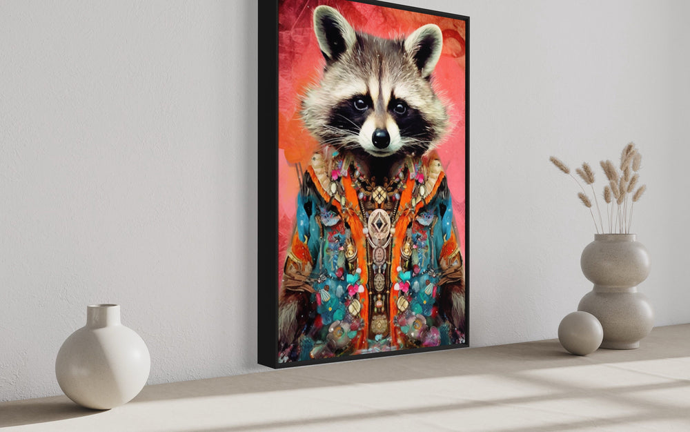 Funny Racoon In Suit Fashion Canvas Wall Art side view