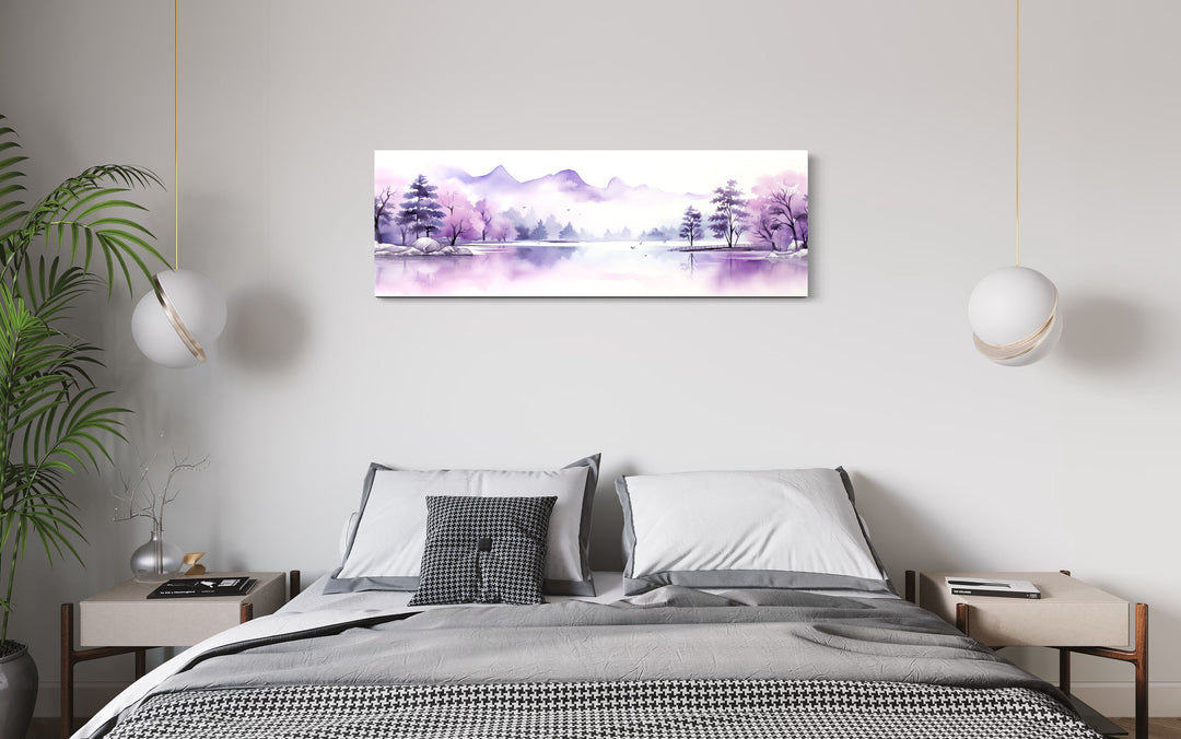 Purple Mountains Lake Long Horizontal Above Bed Wall Art above bed