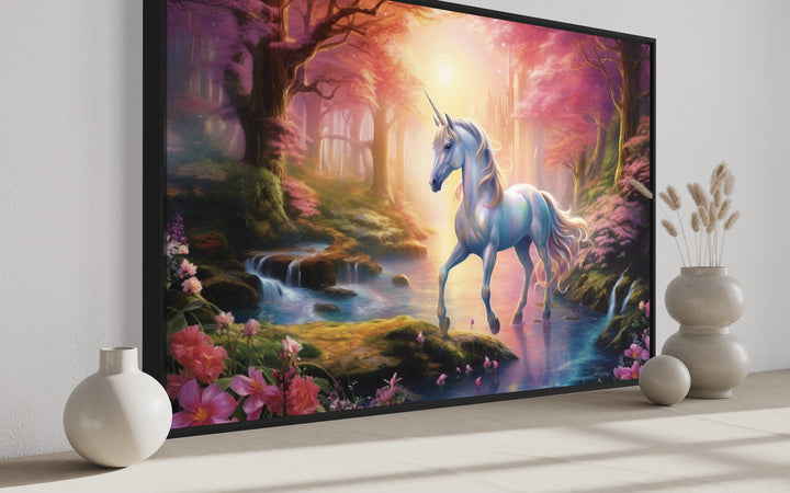 Magical Unicorn Framed Canvas Wall Art side view