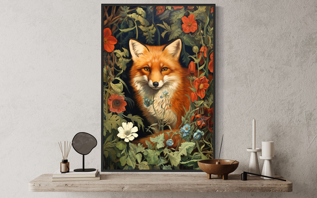 Fox In The Forest Moody Painting Cottagecore Wall Art