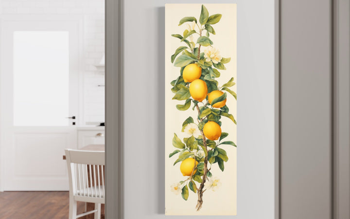 Tall Narrow Lemon Tree Watercolor Wall Art