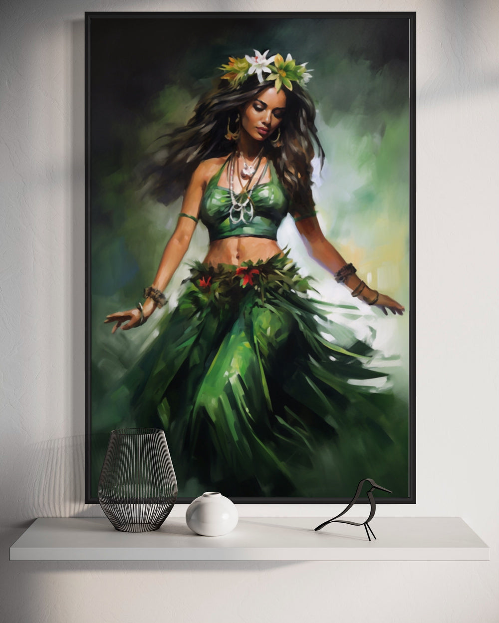 Hula Girl Dancing Traditional Hula Dance Hawaii Canvas Wall Art close up