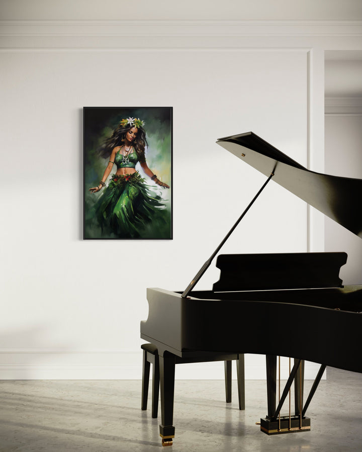 Hula Girl Dancing Traditional Hula Dance Hawaii Canvas Wall Art in music room