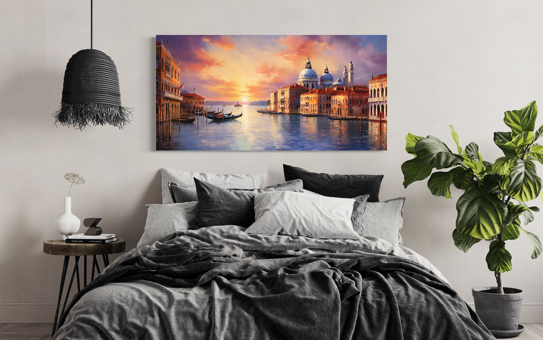 Venice Grand Canal At Sunset Framed Canvas Wall Art