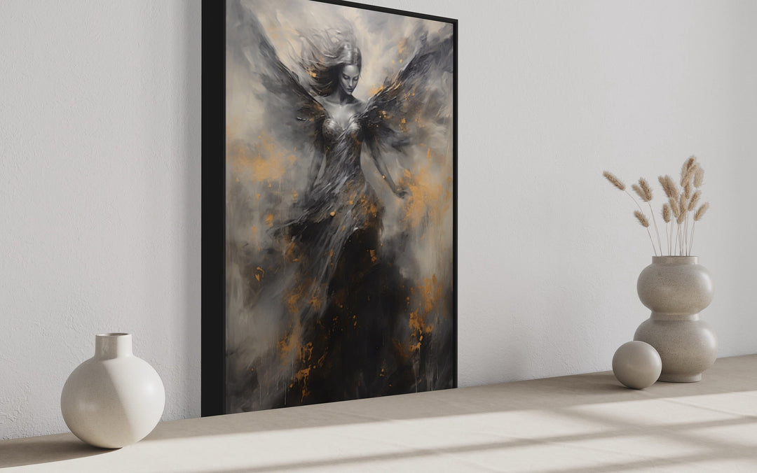 Dark Fallen Angel Framed Canvas Wall Art side view