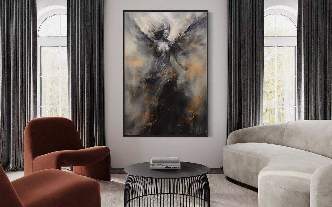 Dark Fallen Angel Framed Canvas Wall Art