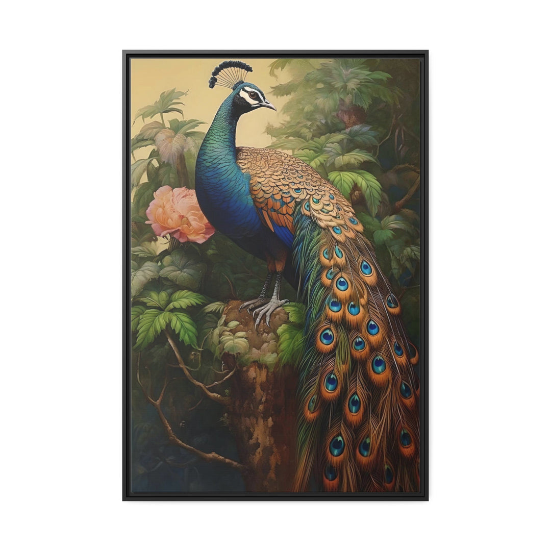 Chinese Peacock Framed Canvas Wall Art close up