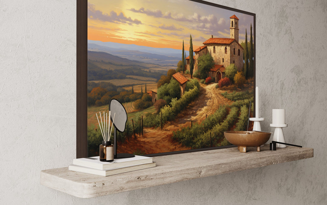 Rolling Hills Of Tuscany Italy Framed Canvas Wall Art side view