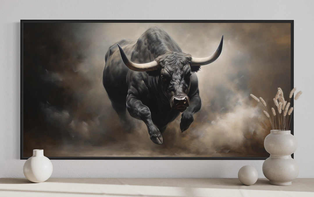 Charging Bull Statement Wall Art For Men close up