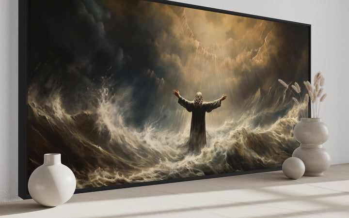 Moses Parting The Sea Framed Canvas Wall Art side view