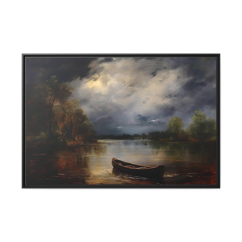 Canoe In The Lake Rustic Moody Cabin Wall Decor "Cabin Reflections" close up view