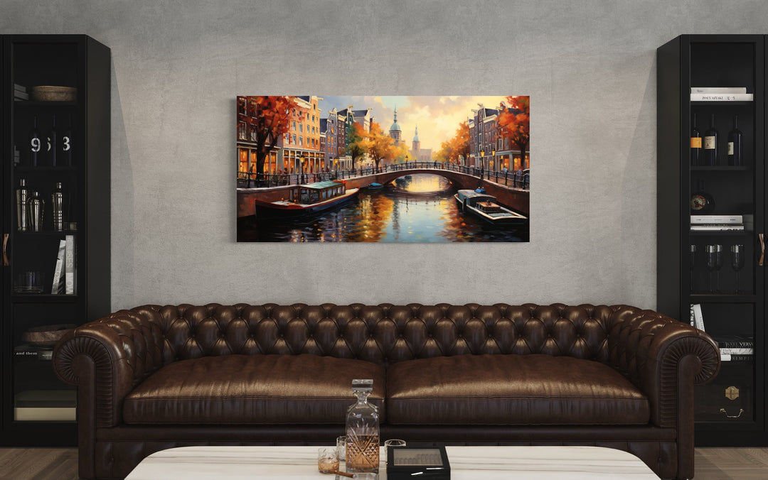Amsterdam Canal Painting Canvas Wall Art