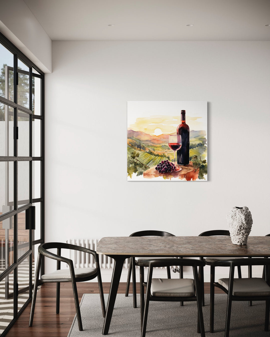 Wine And Vineyard Italian Landscape Kitchen Canvas Wall Art in rustic kitchen