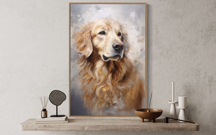 Golden Retriever Abstract Portrait Framed Canvas Wall Art