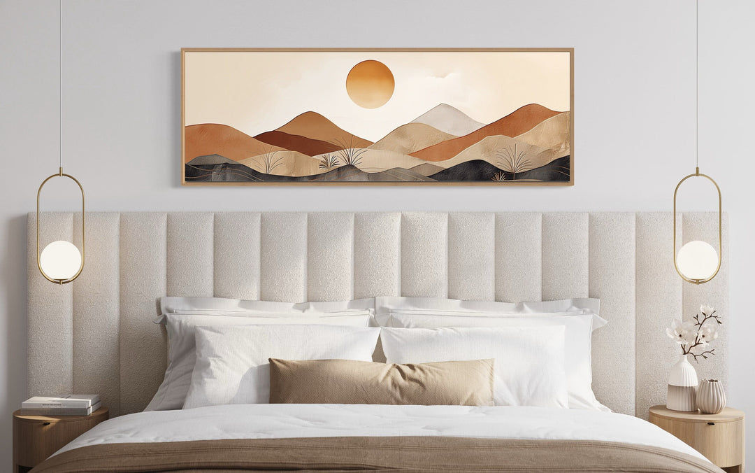 Mid Century Modern Neutral Mountain Landscape Canvas Wall Art