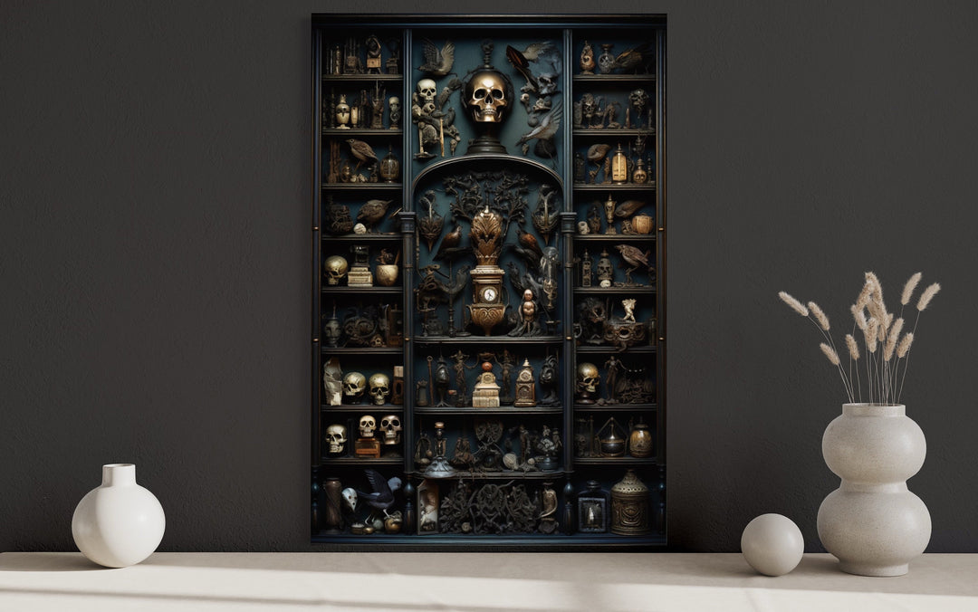 Cabinet Of Curiosities Gothic Framed Canvas Wall Art close up