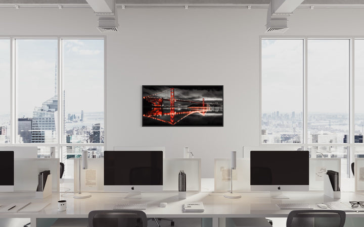 San Francisco Golden Gate Bridge Photography Style Framed Wall Art in the office