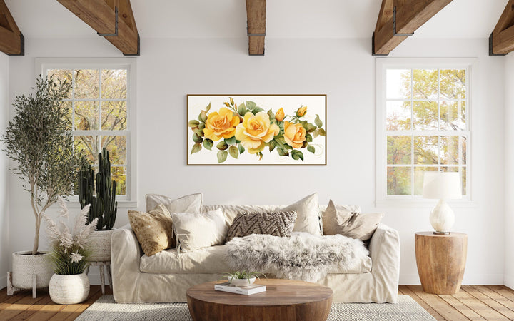 Yellow Roses of Texas Framed Canvas Wall Art