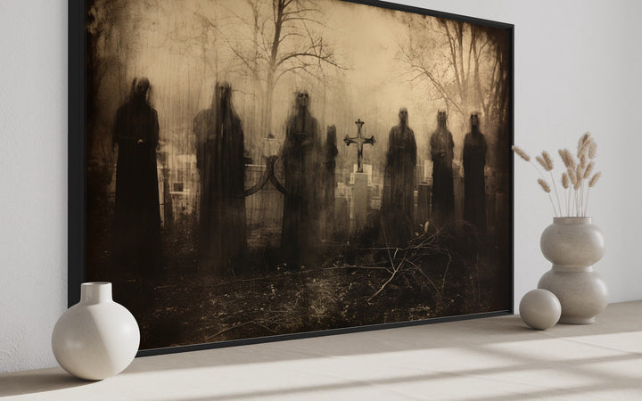 Dead Rising From Graves At Cemetery Vintage Photography Wall Art side view