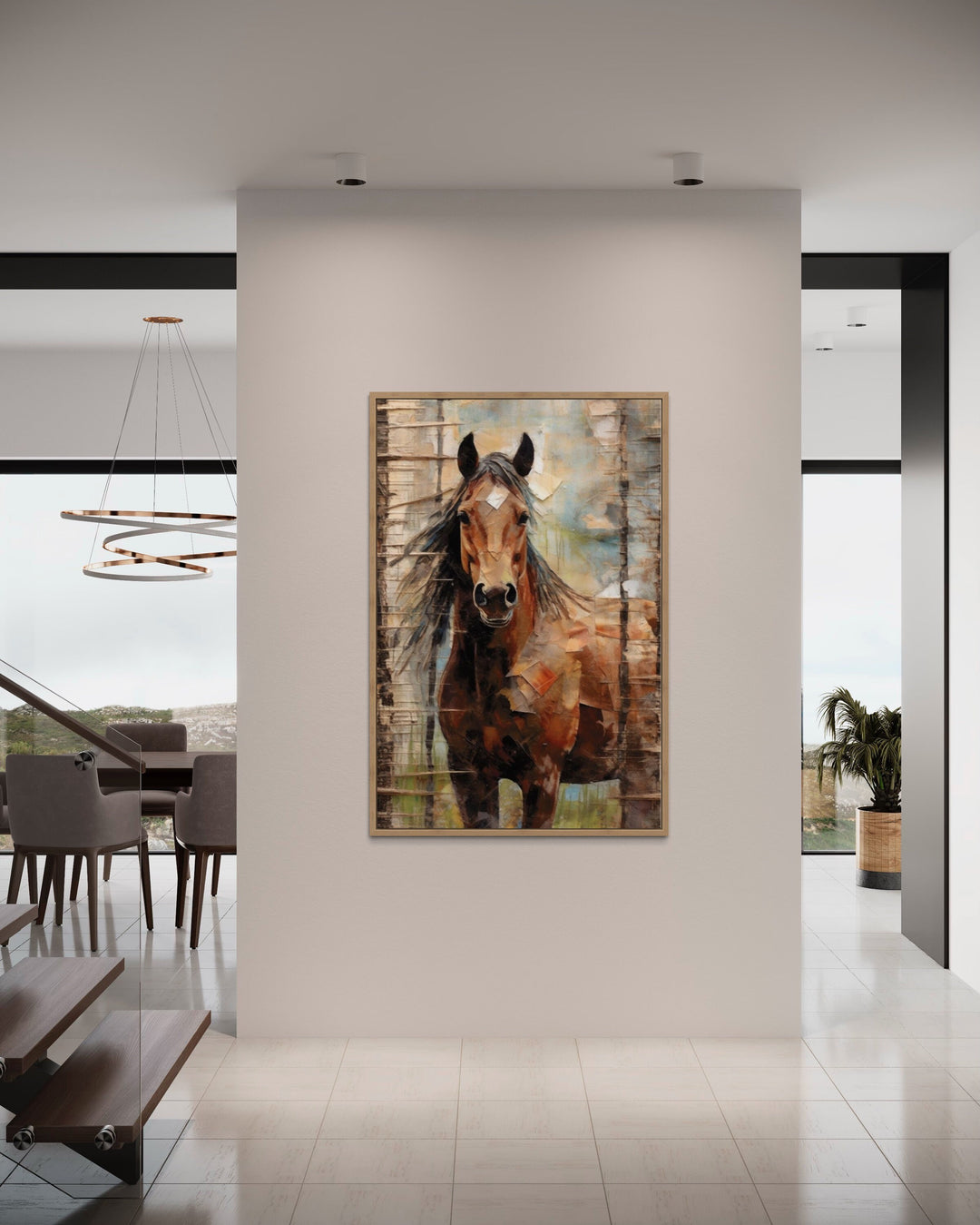 Rustic Farm Horse Wall Art On Canvas in modern home