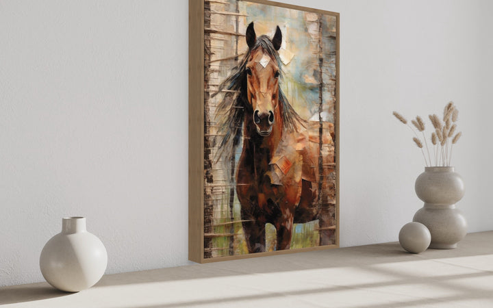 Rustic Farm Horse Wall Art On Canvas side view