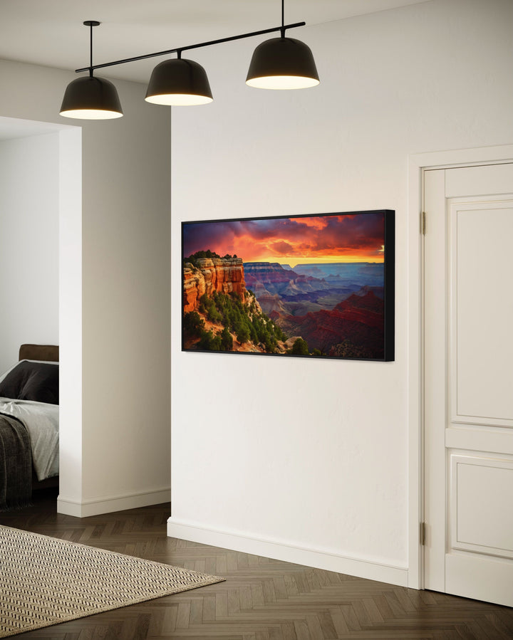 Grand Canyon Sunset Photo Framed Canvas Wall Art in living room