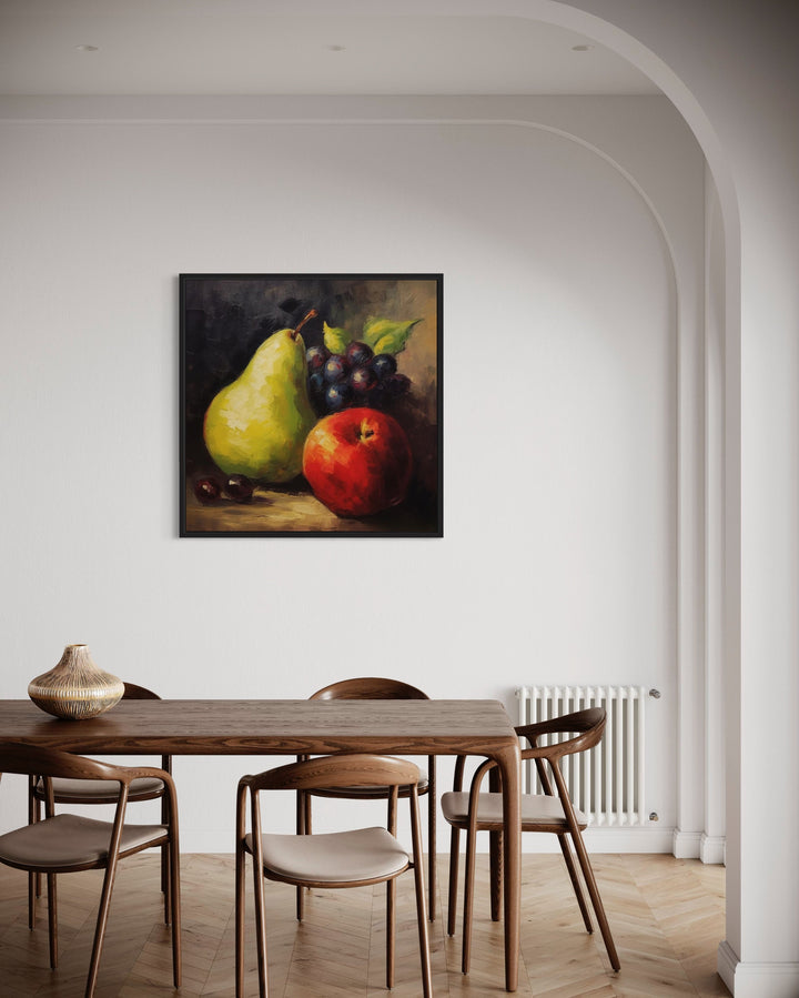 Still Life Vintage Fruit Oil Painting Canvas Wall Art in rustic kitchen