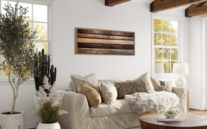 Wood Planks Painting Rustic Horizontal Framed Canvas Wall Art side view