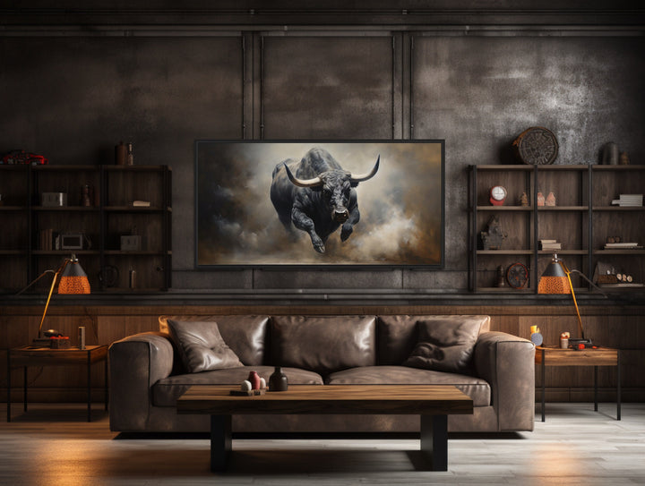 Charging Bull Statement Wall Art in man cave