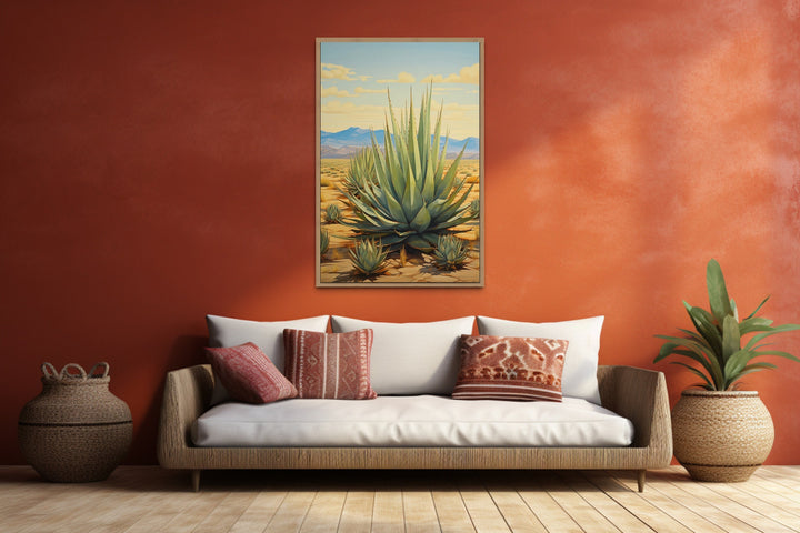 Agave In The Desert Framed Canvas Wall Art