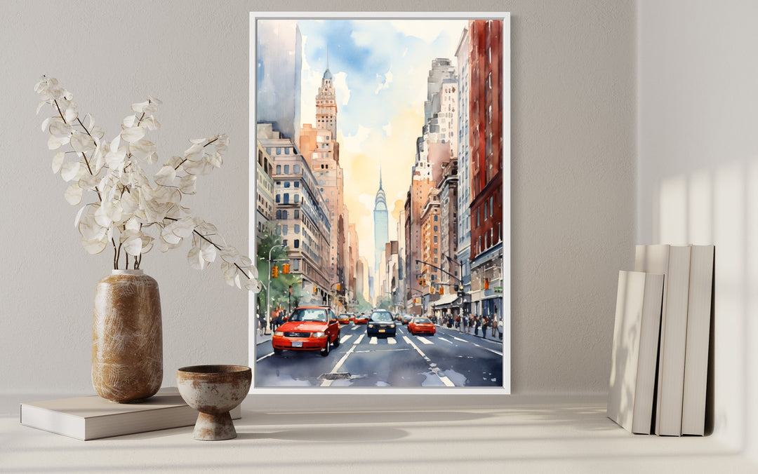 New York City Manhattan Vintage Watercolor Travel Poster