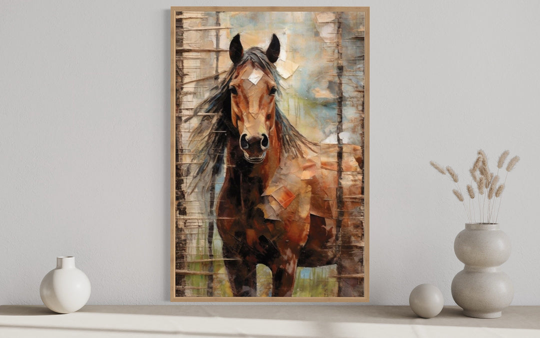 Rustic Farm Horse Wall Art On Canvas close up view