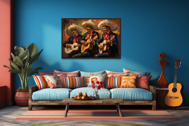 Mariachi Band Mexican Framed Canvas Wall Art