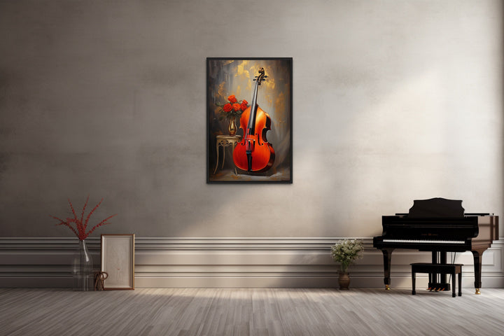 Double Bass Framed Canvas Wall Art in music room