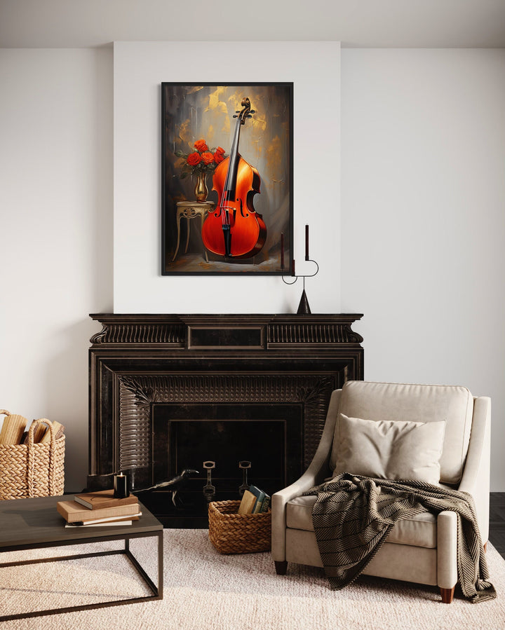 Double Bass Framed Canvas Wall Art