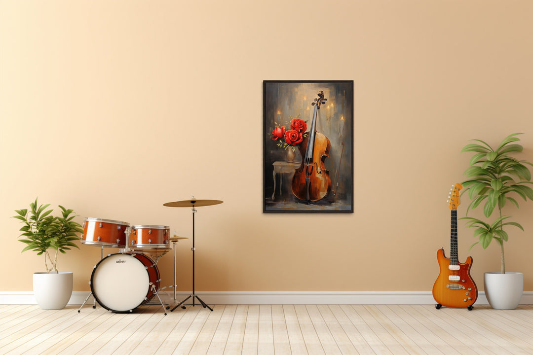 Cello Painting Classical Music Framed Canvas Wall Art in music room