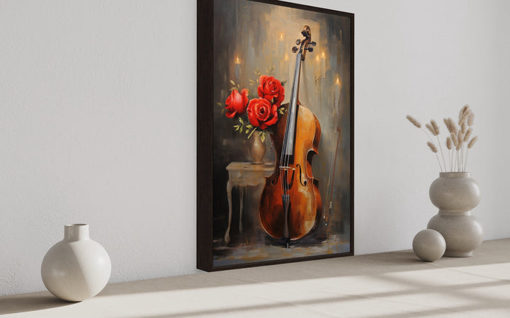 Cello Painting Classical Music Framed Canvas Wall Art side view