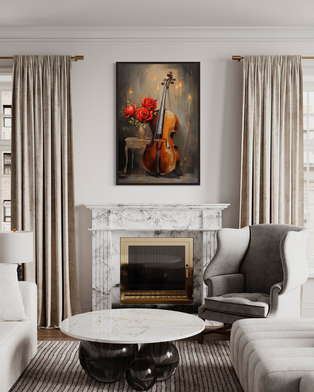 Cello Painting Classical Music Framed Canvas Wall Art