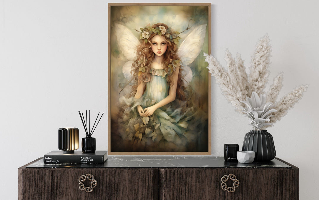 Beautiful Forest Fairy Framed Canvas Wall Art above table