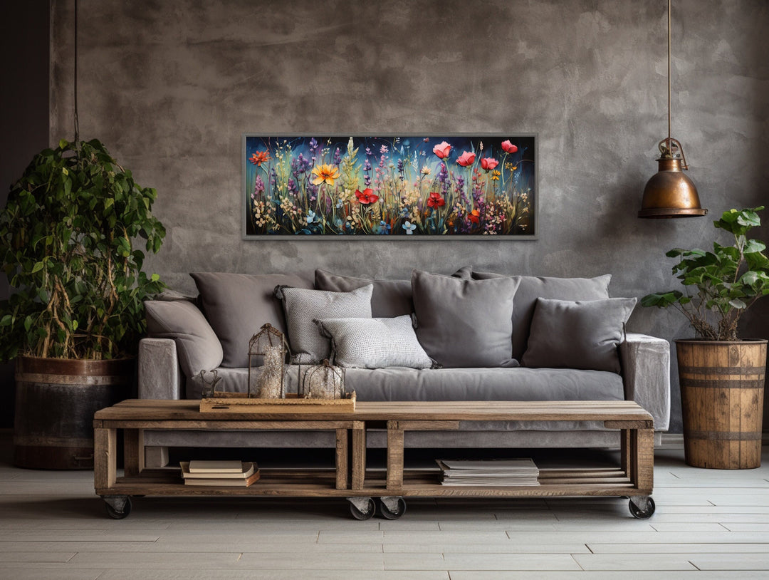 Colorful Spring Wildflowers Field Above Bed Wall Art