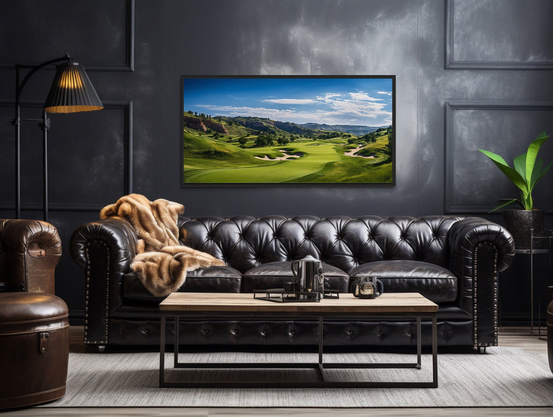 Golf Course Painting Extra Large Framed Canvas Wall Art