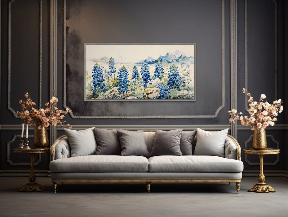 Texas Bluebonnets Framed Canvas Wall Art in living room