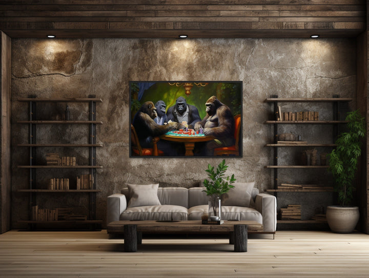 Gorillas Playing Poker Man Cave Wall Art