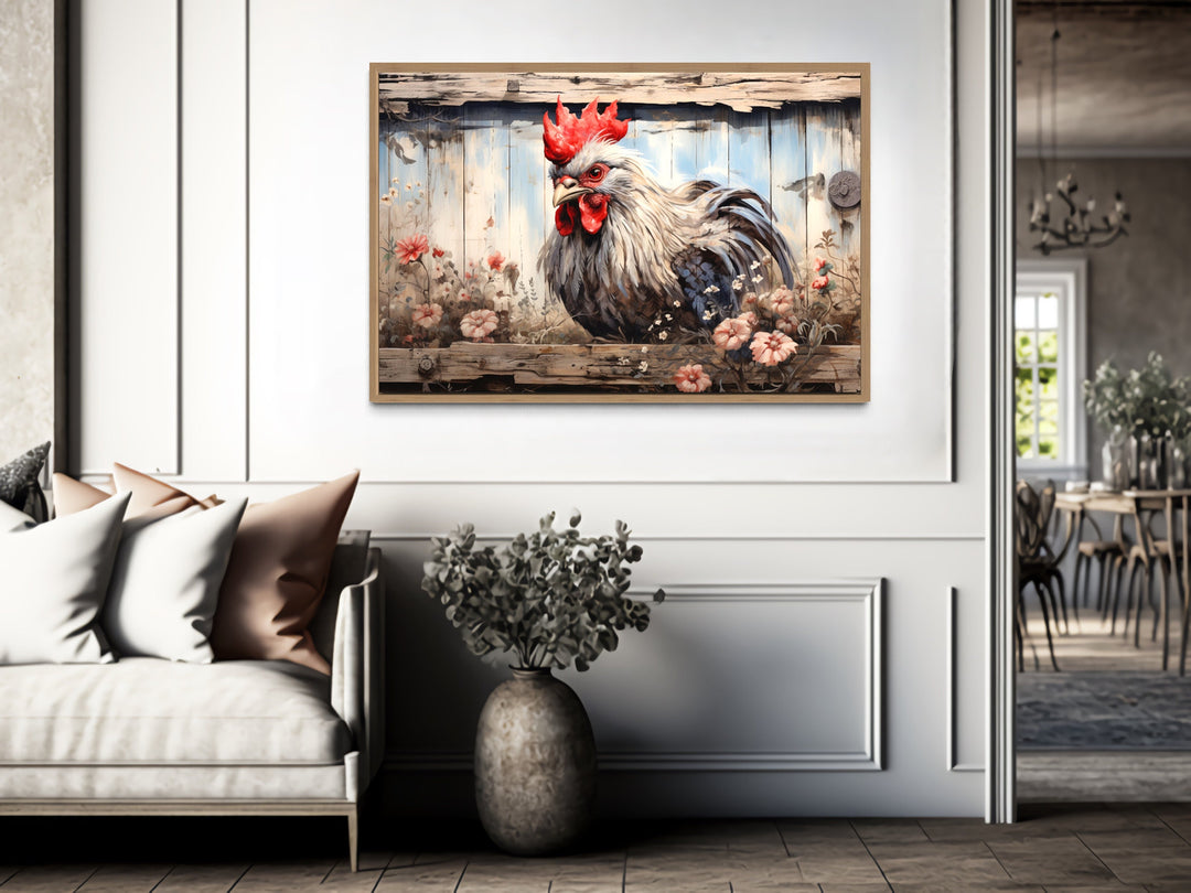 Cute Farm Rooster Rustic Farmhouse Wall Art