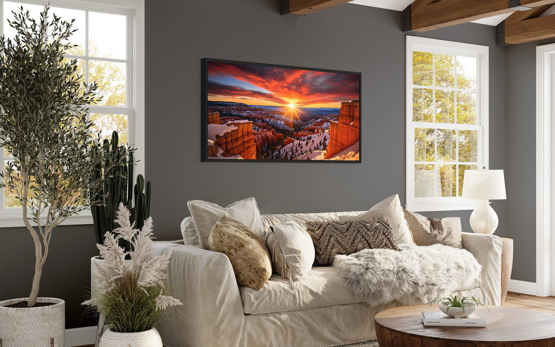 Bryce Canyon Sunset Photo Landscape Wall Art in modern living room